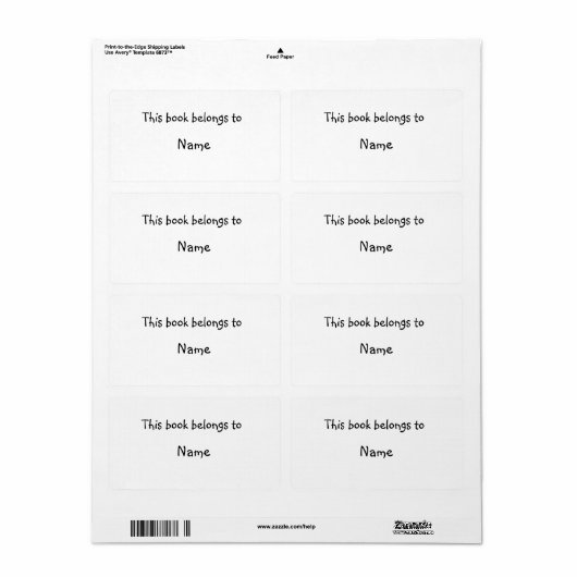 Boek bord - Eenvoudig wit Etiket (Full Sheet)