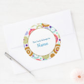 Boek bord met kleurrijk retro design ronde sticker (Envelop)