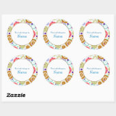 Boek bord met kleurrijk retro design ronde sticker (Vel)