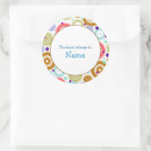 Boek bord met kleurrijk retro design ronde sticker (Tas)