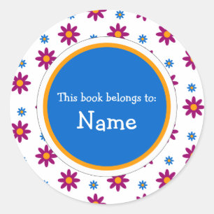 Boek Bord met schattig bloemontwerp Ronde Sticker