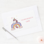 BOEK BORD: UNICORN + RAINBOW RECHTHOEKIGE STICKER (Envelop)