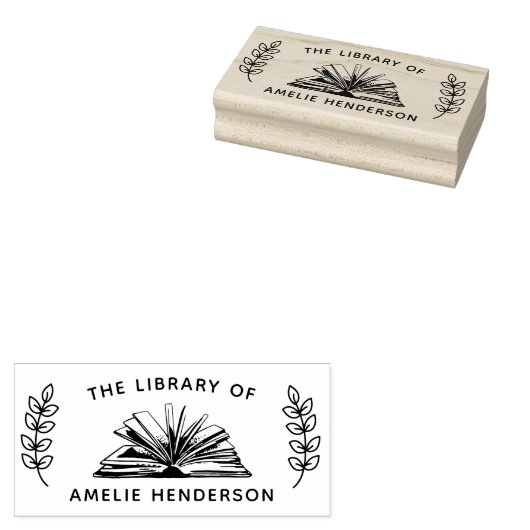  boek botanisch uit de bibliotheek rubberstempel (Gestempeld)