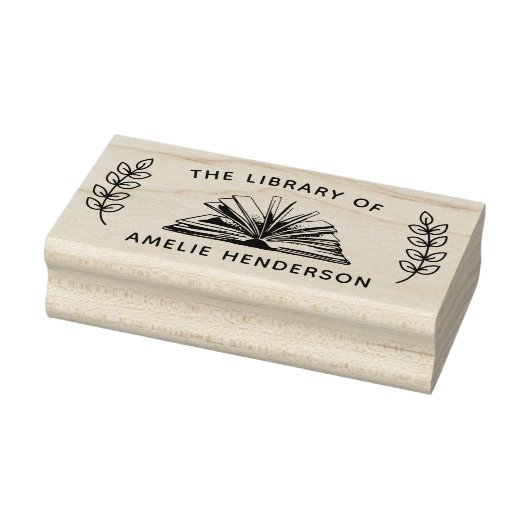  boek botanisch uit de bibliotheek rubberstempel (Stempel)