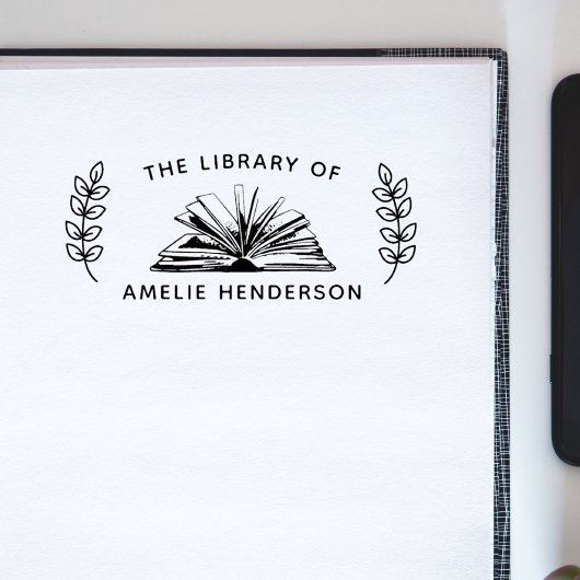  boek botanisch uit de bibliotheek rubberstempel