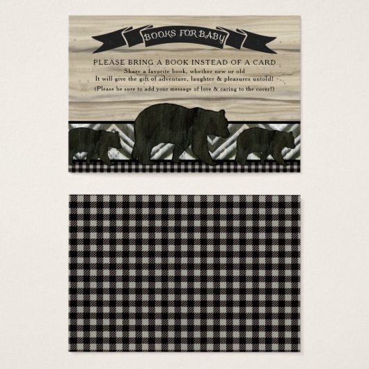 Boek Boy Baby shower Lumberjack Plaid Beer n Cubs Visitekaartje (Voorkant /achterkant)