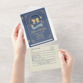Boek bruiloft bibliotheek thema Hoesje & RSVP All In One Uitnodiging (Afscheurbaar)