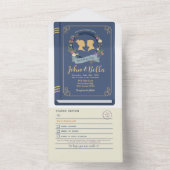 Boek bruiloft bibliotheek thema Hoesje & RSVP All In One Uitnodiging (Binnen)