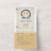 Boek bruiloft bibliotheek thema Hoesje & RSVP All In One Uitnodiging (Binnen)