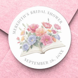 Boek Bruiloftsfeest met waterverf bloemen Ronde Sticker