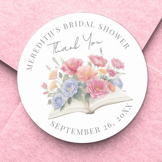 Boek Bruiloftsshower Dank Je Wel Ronde Sticker