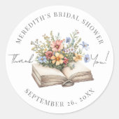 Boek Bruiloftsshower Dank Je Wel Ronde Sticker (Voorkant)