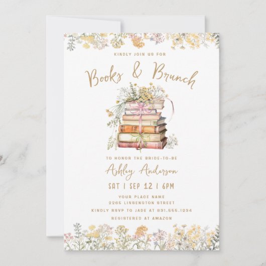 Boek & Brunch Boho Bruids Douche Uitnodiging (Voorkant)