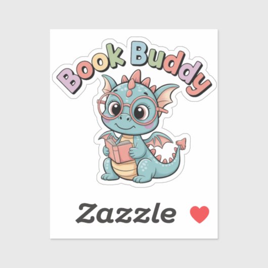Boek Buddy Schattige Lezende Draak Sticker (Vel)