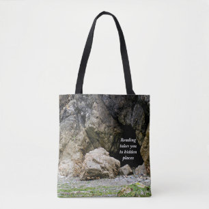 Boek canvas tas met prachtige strandgrot