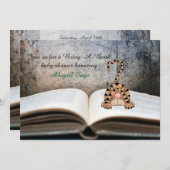 Boek Cat Neutral Baby shower Invitation Kaart (Voorkant / Achterkant)