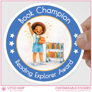 Boek Champion Teacher Reading Award Ronde Sticker