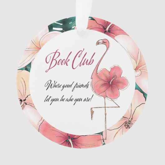 Boek Club Chic Roze Flamingo Grappige Vriend Ornament (voorkant)