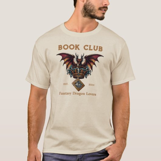 Boek Club Dragon voor Fantasy Lovers Custom Text T-shirt (Voorkant)