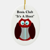 Boek Club Gestreepte Uil - Het is een Hoot Keramisch Ornament (Voorkant)