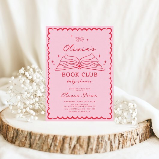 Boek Club Hand getrokken boek Baby shower Kaart