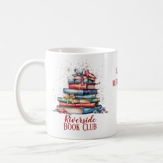 Boek Club Kerstmis Aangepaste naam Koffiemok (Links)
