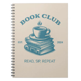 Boek Club Koffie en boeken Lees sip Herhaal Notitieboek