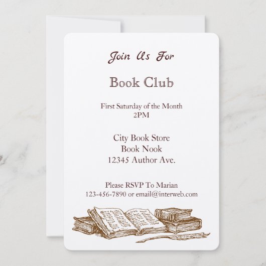 Boek Club  Kunst Aangepaste Uitnodigingen (Voorkant)