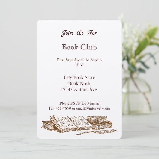 Boek Club  Kunst Aangepaste Uitnodigingen (Staand voorkant)