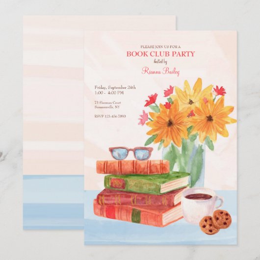 Boek Club Party Kaart (Voorkant / Achterkant)