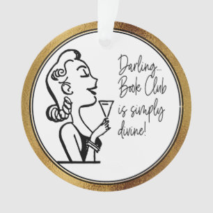 Boek Club Vriend Retro  Lady Faux Gold Ornament