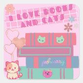 Boek Coquette - Ik hou van boeken & katten - Booki Vierkante Sticker (Voorkant)