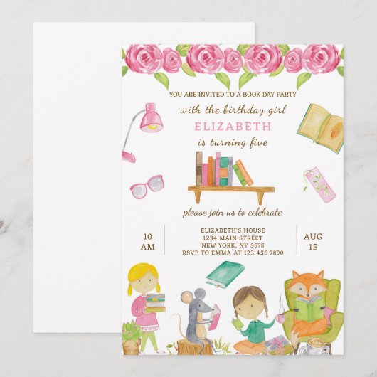 Boek Dag Verjaardag Uitnodiging (Voorkant / Achterkant)