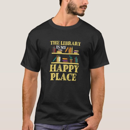 Boek de bibliotheek is mijn gelukkige plaats Bibli T-shirt (Voorkant)