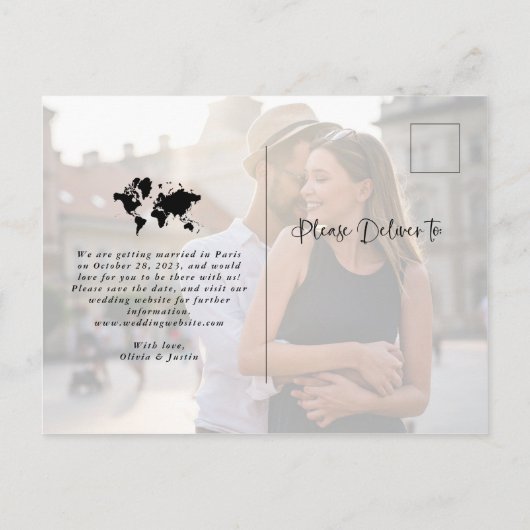 Boek de Tickets Faux Gold Wedding Save the Date Aankondigingskaart (Achterkant)