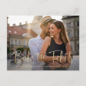 Boek de Tickets Faux Gold Wedding Save the Date Aankondigingskaart (Voorkant)