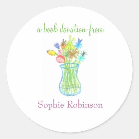 Boek donatie sticker - floral (Voorkant)