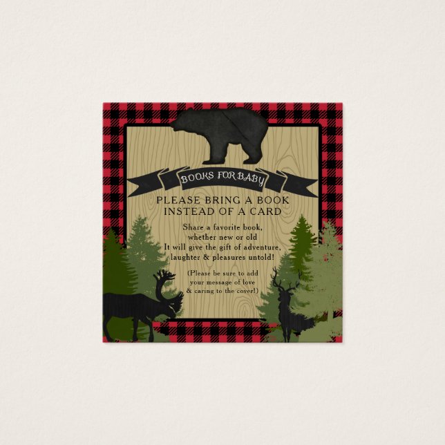 Boek Douche Lumberjack Plaid Boy Beer Herten Plaid Vierkante Visitekaartjes (Voorkant)