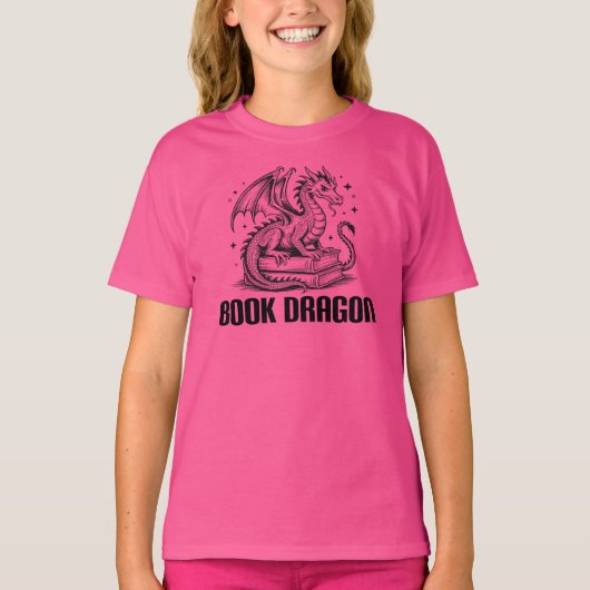 Boek Draak, Fantasy Lezer T-shirt (Voorkant)