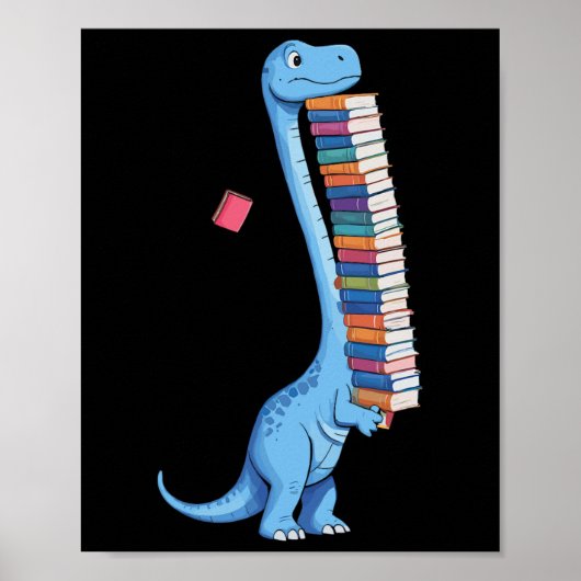 Boek Dragende Dinosaurus Leest Dino Poster (Voorkant)