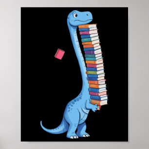 Boek Dragende Dinosaurus Lezend Dino  Poster