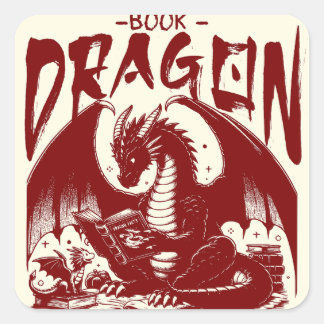  boek Dragon Bookish Fantasy Reader Vierkante Sticker