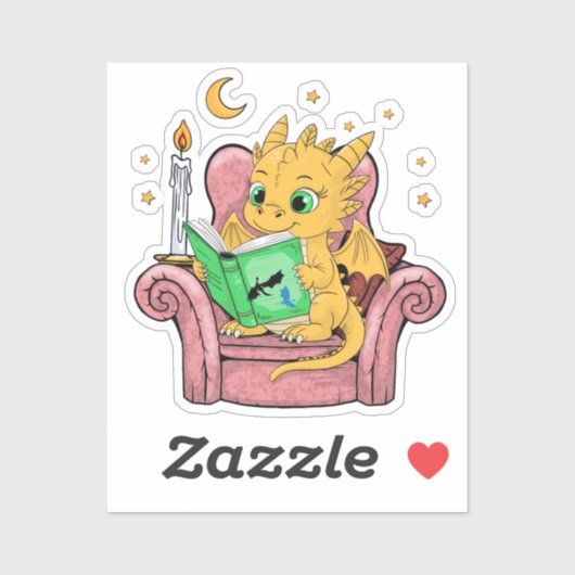 Boek Dragon Fantasy Reader Boekliefhebber Sticker (Vel)