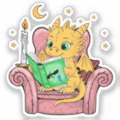 Boek Dragon Fantasy Reader Boekliefhebber Sticker (Voorkant)