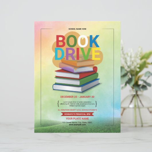 Boek Drive Flyer Sjabloon (Staand voorkant)