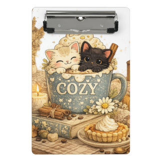 boek, een mok, Theekopje katten, Warme trillingen Mini Klembord