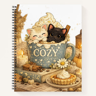 boek, een mok, Theekopje katten, Warme trillingen Notitieboek