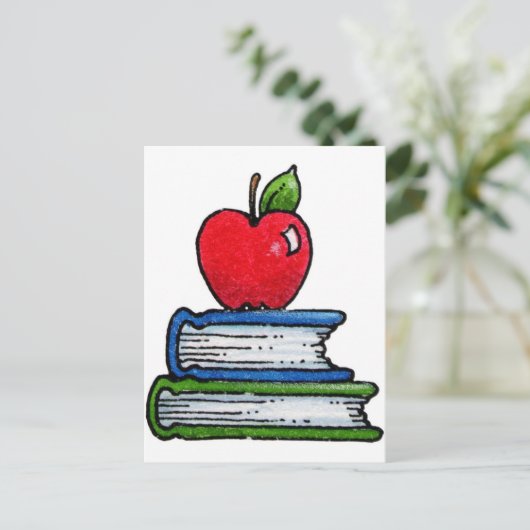 Boek en appel briefkaart (Staand voorkant)