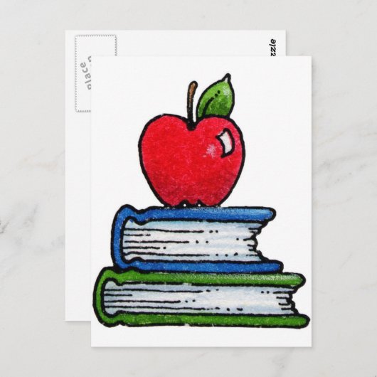 Boek en appel briefkaart (Voorkant / Achterkant)