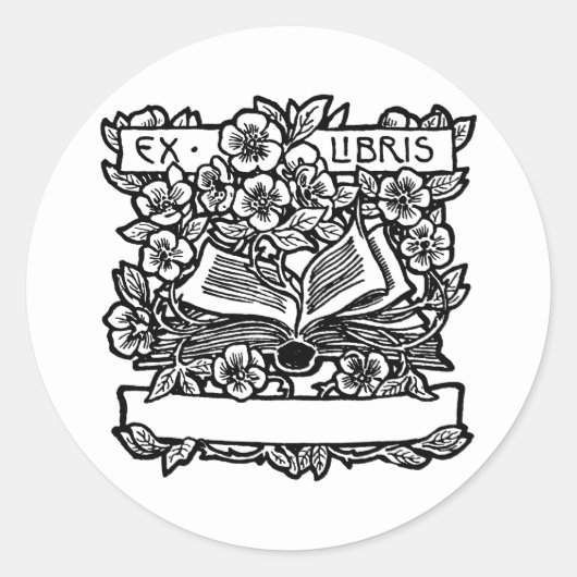 Boek en Bloemen Bookplate Stickers (Voorkant)